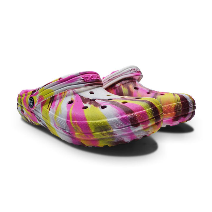 Juniors Ladies Crocs Classic Lined Marbled Clogs - 207773 6RW - Pink
