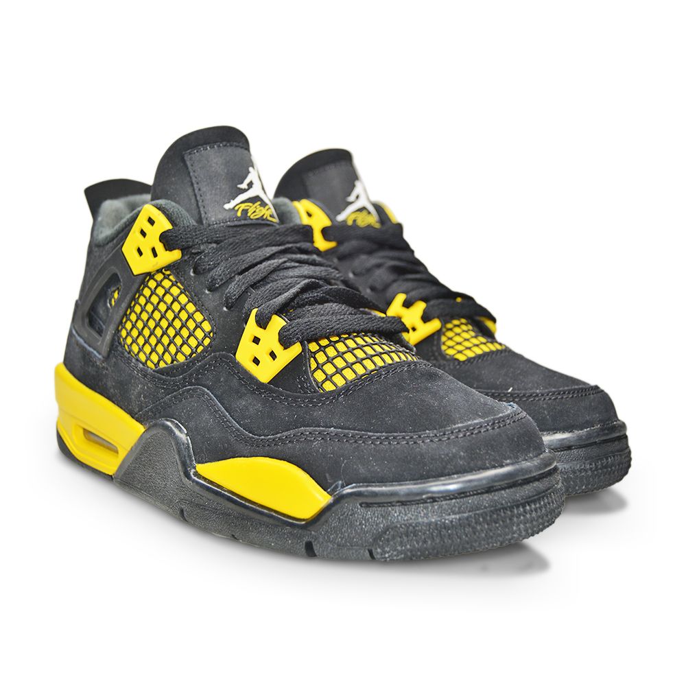 Juniors Nike Air Jordan 4 Retro (GS) - 408452 017 - Black White Tour Yellow