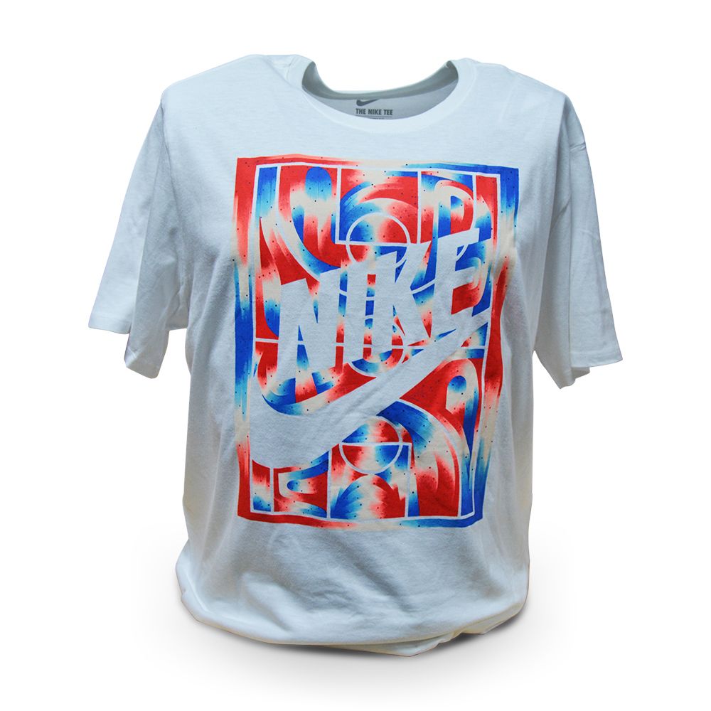 Nike Swoosh Bright White Red Blue t shirt Graphics 845497 100 XXL