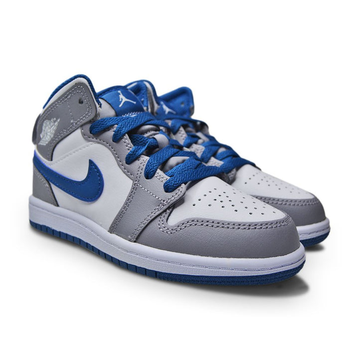 Kids Nike Jordan 1 Mid (PS) - DQ8424 014 - Cement Grey White True Blue