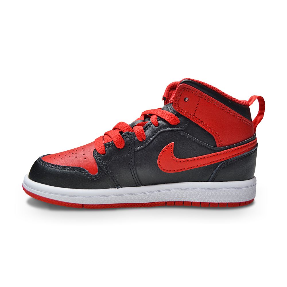 Kids Nike Jordan 1 Mid (PS) - DQ8424 060 - Black Fire Red White