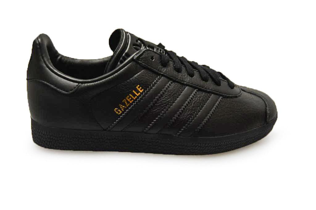 Adidas Gazelle Triple Black Leather Running Trainers BB5497 Unisex Foot World Adidas Gazelle Triple Black Leather Running Trainers BB5497 Unisex Foot World