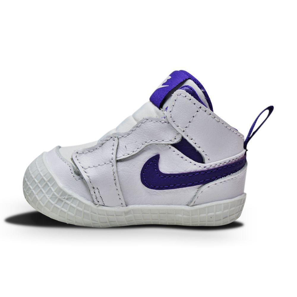 Babies baby Nike Jordan 1 Crib Bootie (PS) - AT3745 151- White Court Purple-*Rare*, Baby Cribs (0-3.5), Brands Kids, Footwear Kids, Jordan *Rare*, Jordan 1, Jordan Brands, Kids, Nike Brands-Foot World UK