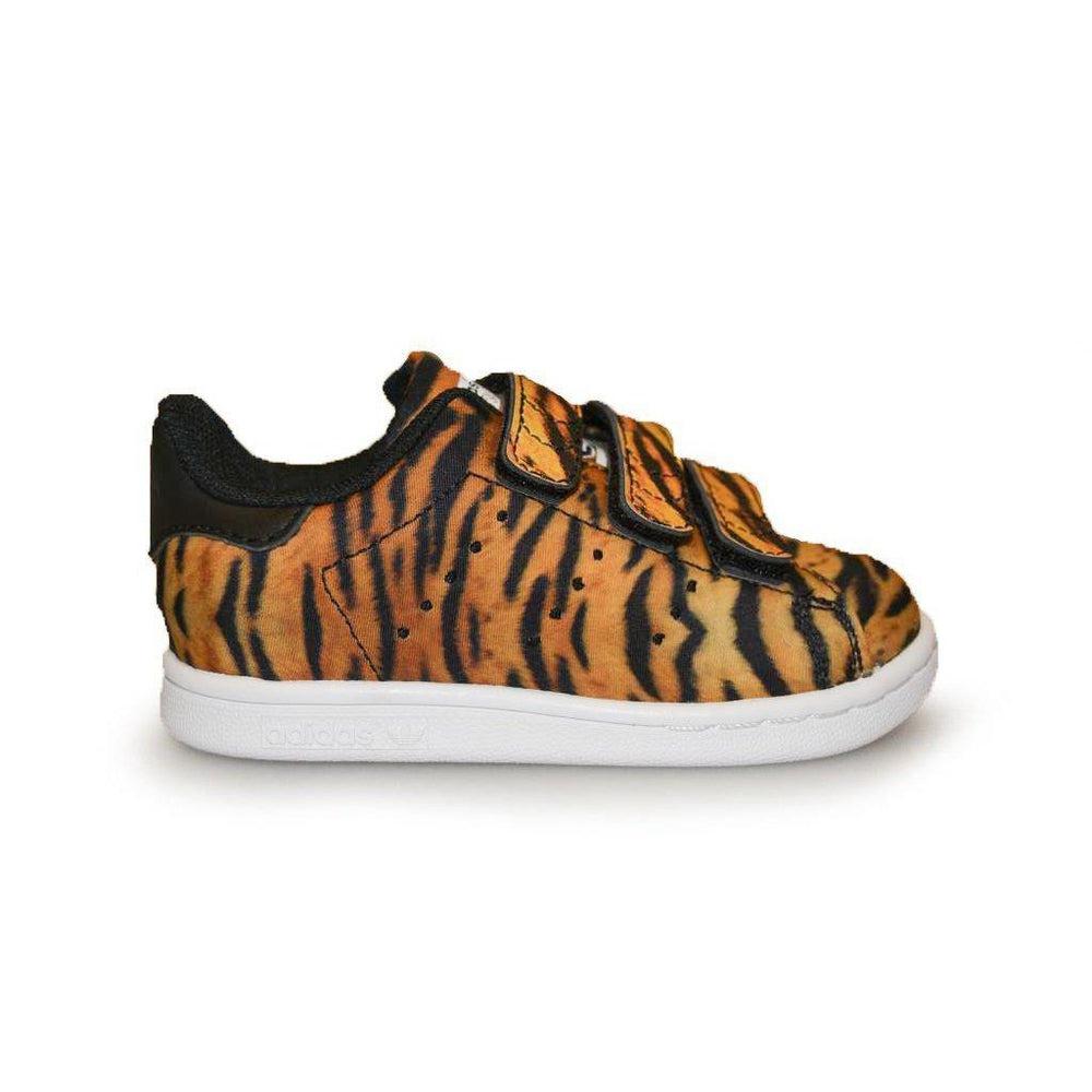 Kids Adidas Stan Smith CF C - AQ2971 - Orange Black Tiger Print Trainers-Adidas Brands, Kids (10-12.5), Stan Smith-Foot World UK