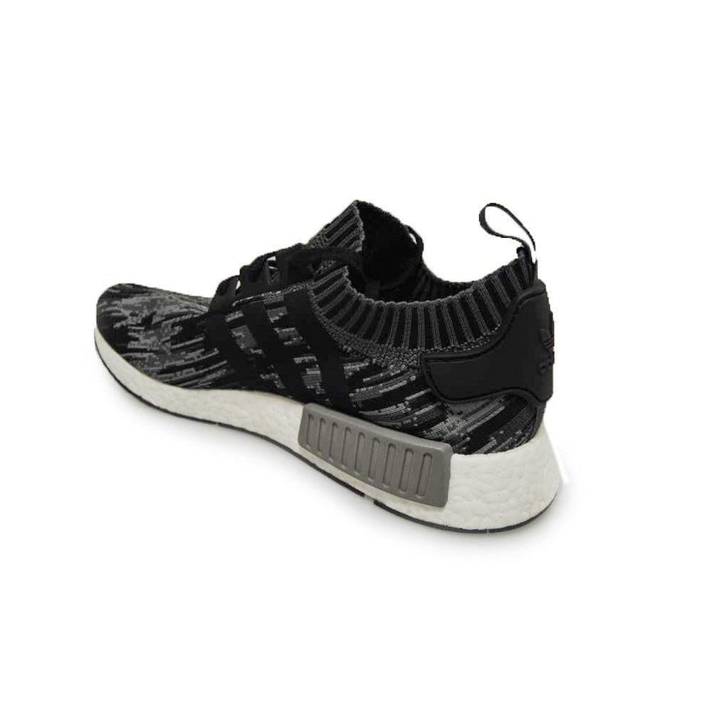 Men's Adidas NMD_R1 Primeknit - BZ0223 - Black Glitch Camo Grey White Trainers-Adidas Brands, NMD, Running-Foot World UK