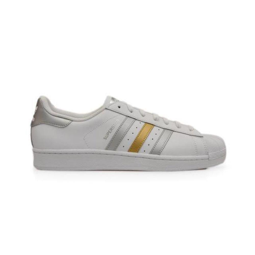 Mens Adidas Superstar BB4 882 White Gold Silver Trainers