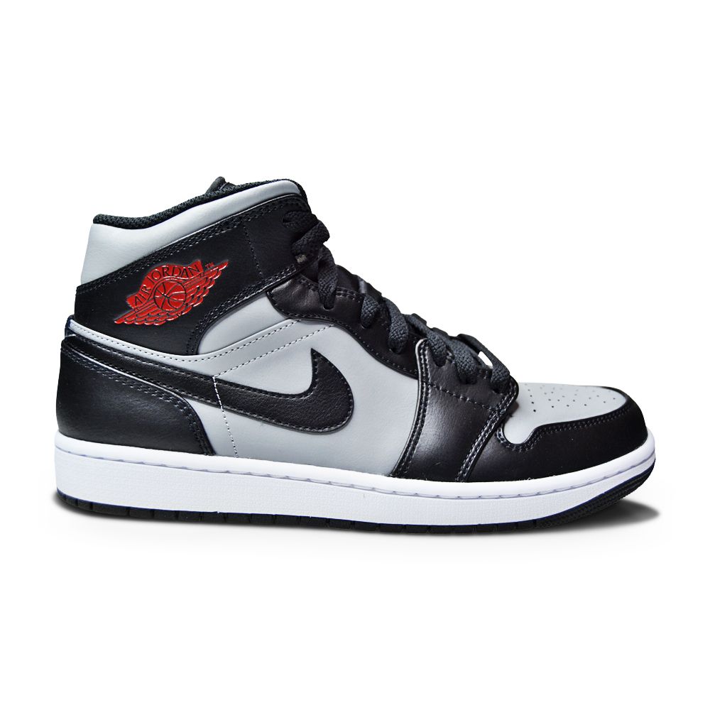 Mens Nike Air Jordan 1 Mid - 554724 096 - Black Gym Red Particle Grey-Mens-Nike-Air Jordan 1 Mid-sneakers Foot World