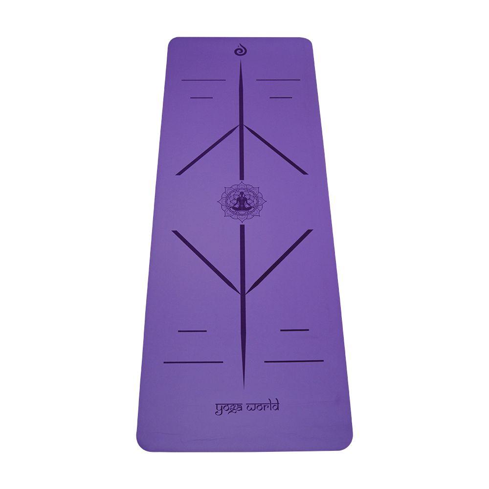 Yoga World Alignment Yoga Mat - Non-Slip & Anti-Skid TPE Rubber Underside - Soft-Yoga Mats-Foot World UK