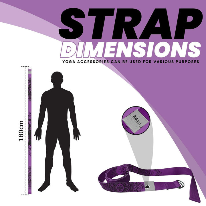 Yoga Strap-YOGA STRETCH BELTS QUALITY:- Our Yoga stretch belt is thicker (2mm) and a premium organic cotton. Durability enhanced and more hard-wearing than similar products. Designed for studio quality to withstand use commercially or at home. ECOLOGICAL - eco-friendly materials used with lead less than 90ppm, free of 6p (BBP, DBP, DEHP, DIDP, DNHP, DINP) DESIGN - 4 colour choices available and 3.8cm x 180 cm perfect size for beginners and professionals. Lotus flower prints with a central yogi i