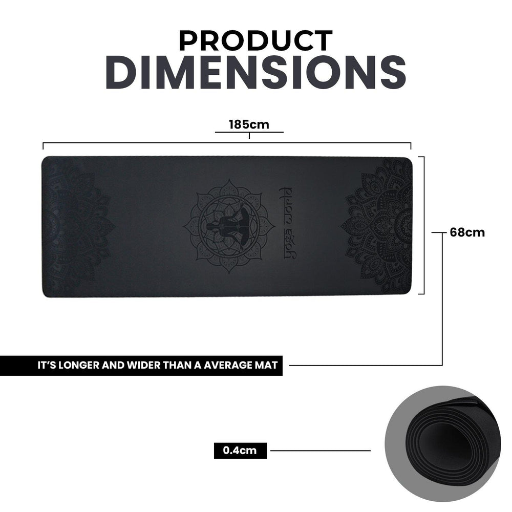 Yoga World Mandala PU Yoga Mat - Non-Slip Surface & Anti-Skid TPE Underside-Yoga Mats-Foot World UK