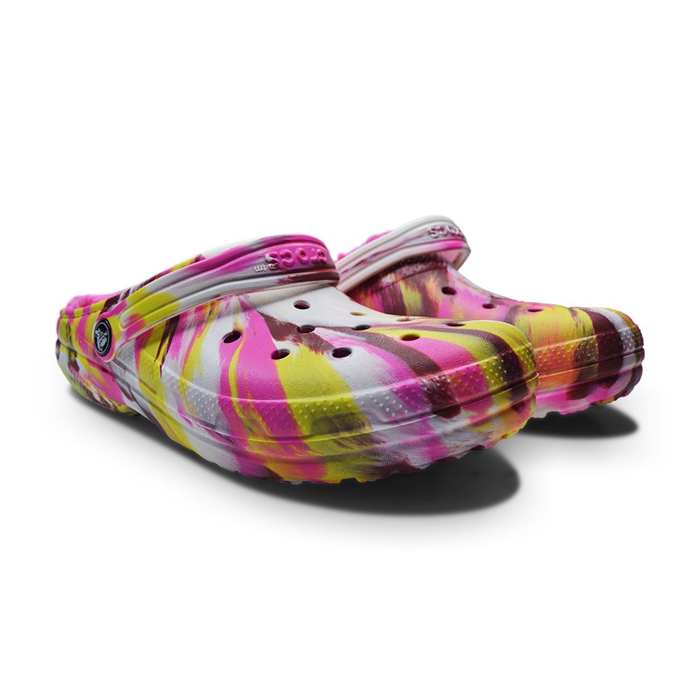 Juniors Ladies Crocs Classic Lined Marbled Clogs - 207773 6RW - Pink