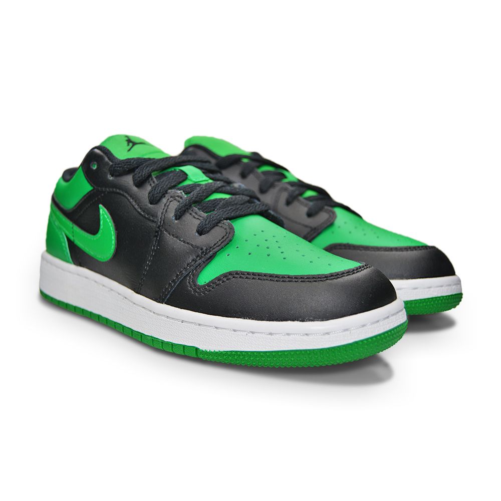 Juniors Nike Air Jordan 1 Low (GS) - 553560 065 - Black Black Lucky Green White