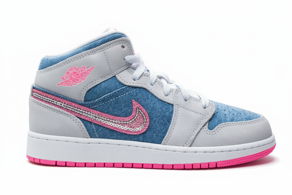 pink green and blue jordans