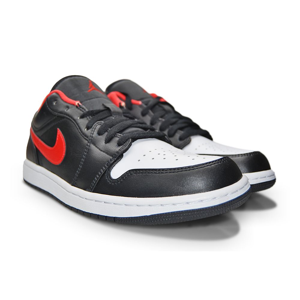 Mens Nike Air Jordan 1 Low - 553558 063 - Black Fire Red White