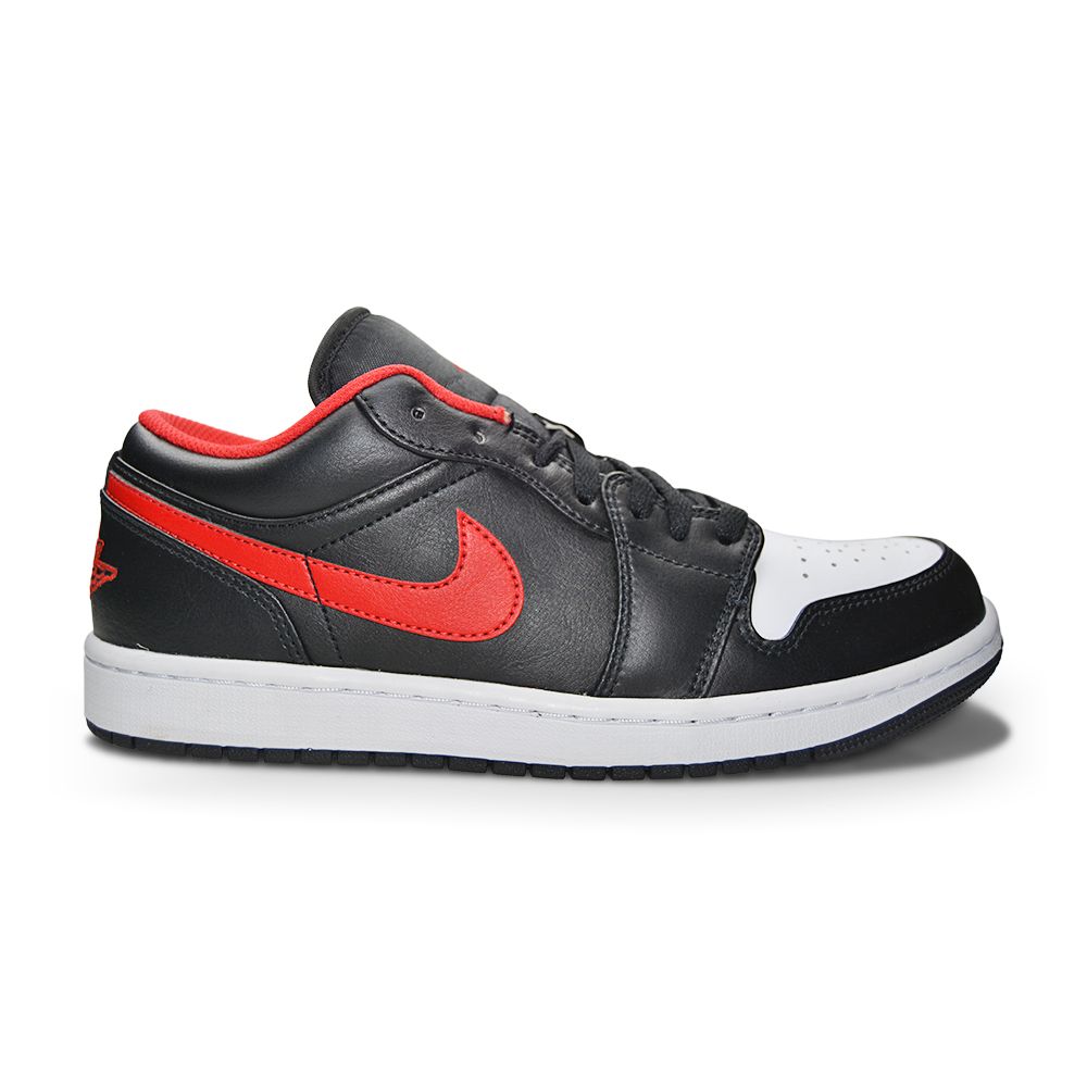 Mens Nike Air Jordan 1 Low - 553558 063 - Black Fire Red White