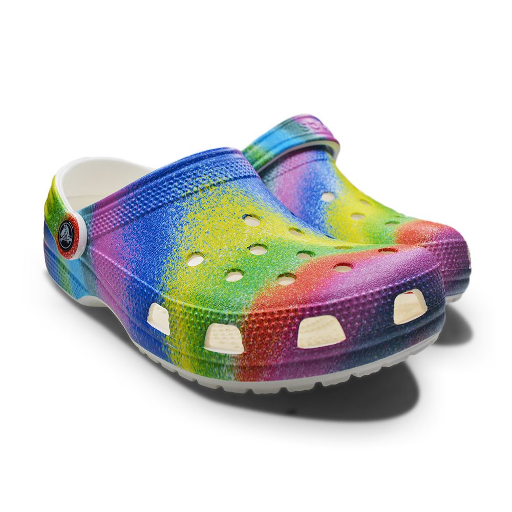 Womens Crocs Classic Spray Dye Clogs Rainbow Multicolour