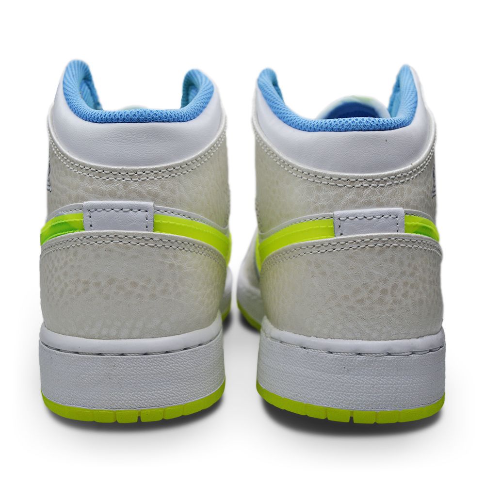 Juniors Nike Air Jordan 1 Mid SE - DV1314 017 - Platinum Tint Volt Blue Tint