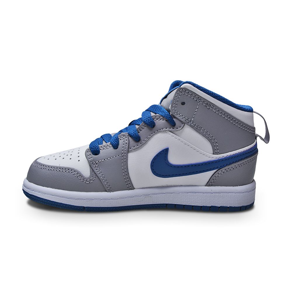 Kids Nike Jordan 1 Mid (PS) - DQ8424 014 - Cement Grey White True Blue