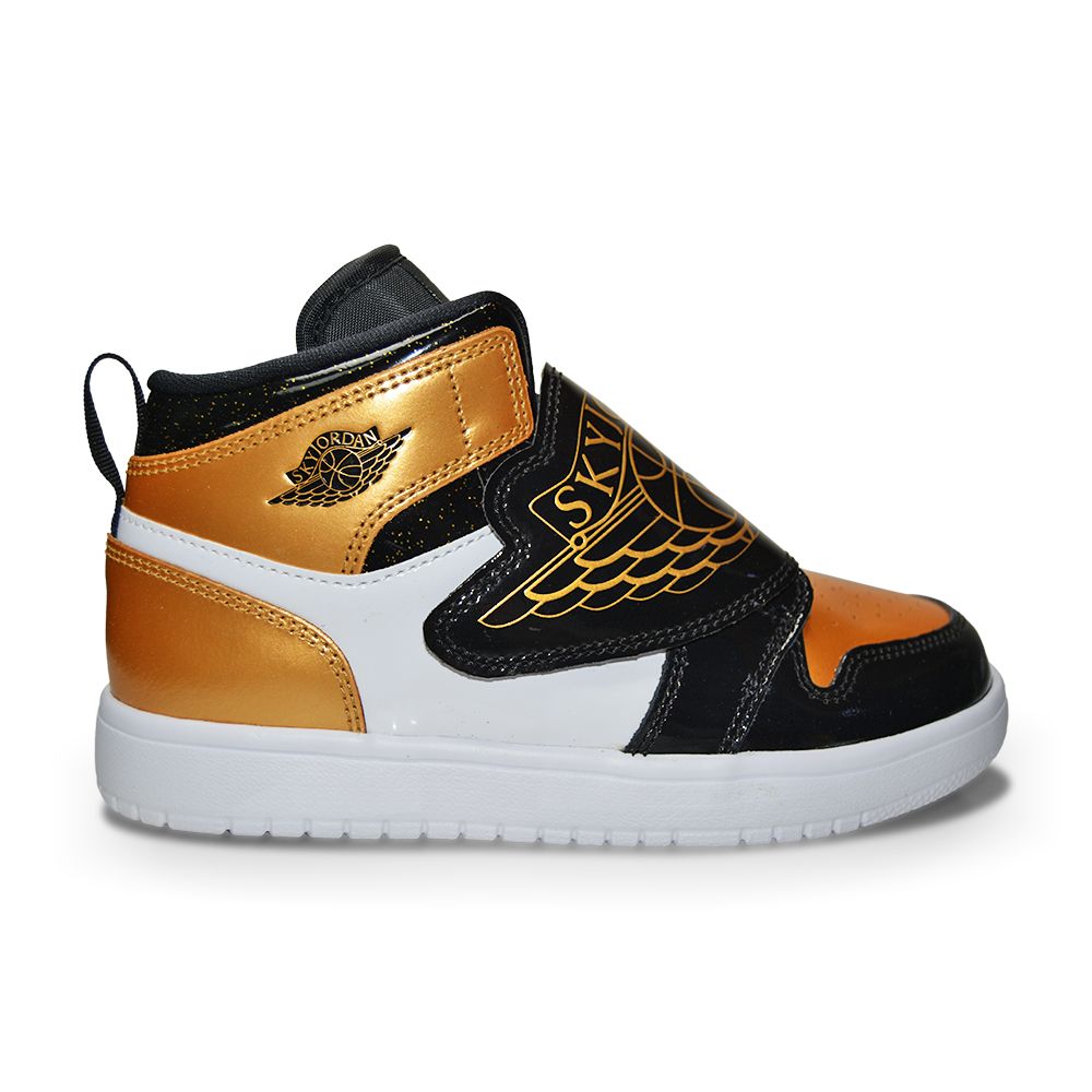 Kids Nike Sky Jordan 1 SE (PS) - DV6069 071 - Black Metallic Gold White