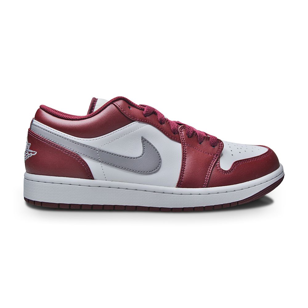 Mens Nike Air Jordan 1 Low "Bordeaux" - 553558 615 - White Dark Red Grey