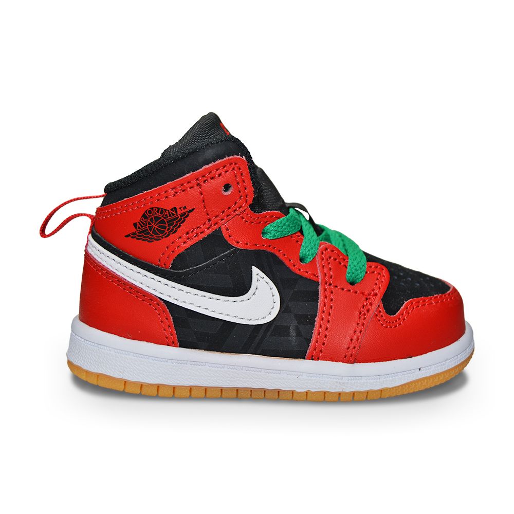 Infants Nike Jordan 1 Mid SE (TD) - DQ8420 006 - Black Fire Red White Malachite
