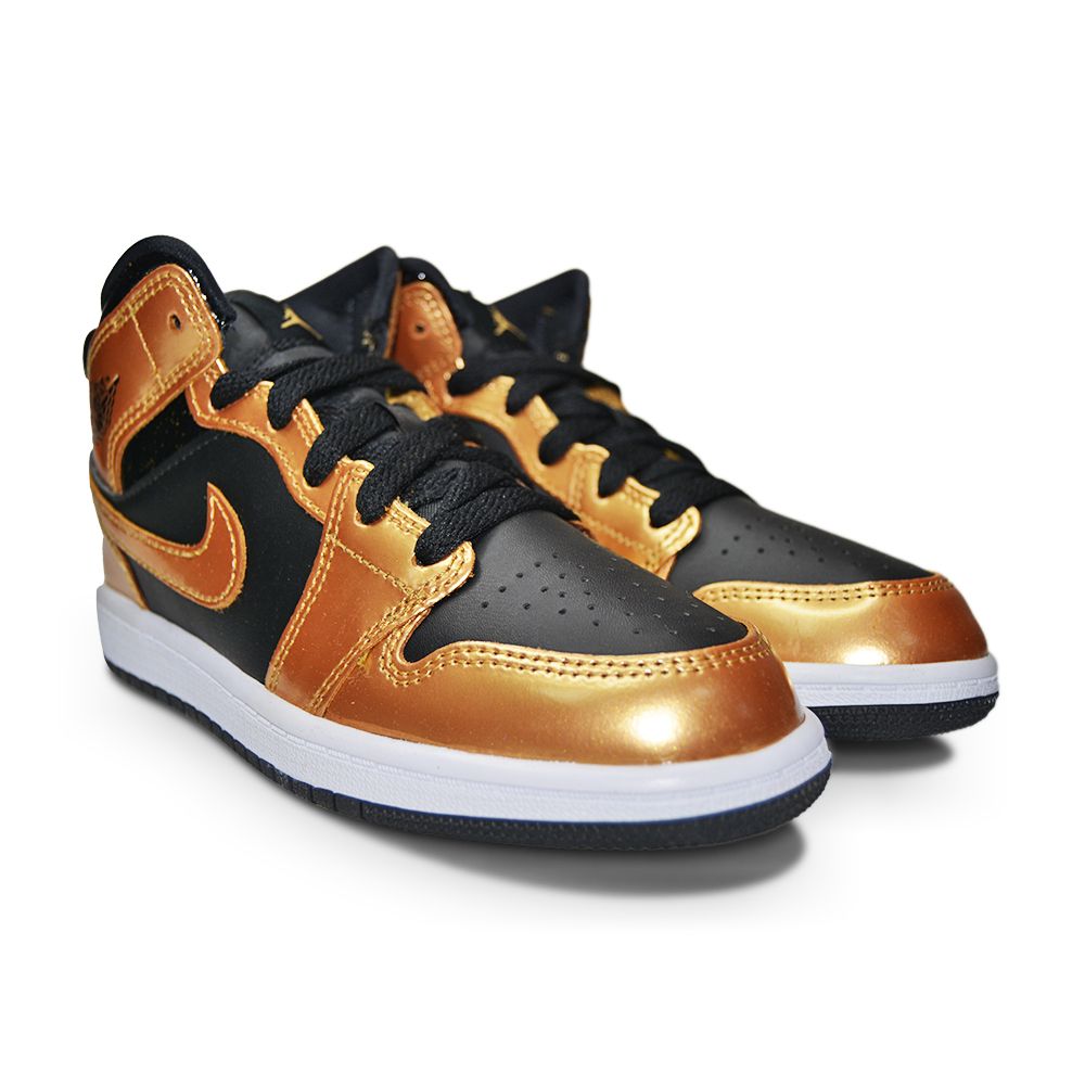 Kids Nike Air Jordan 1 Mid SE (PS) - DR6968 071 - Black Metallic Gold White