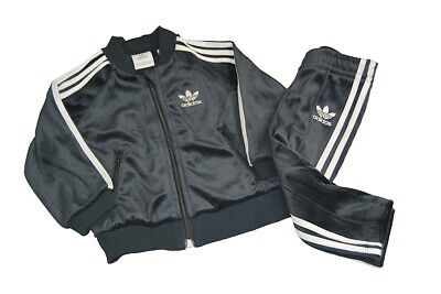 Babys Adidas Velour Track Suit Set - BQ4438 - Black White-Babys-Adidas-Adidas Brands, Suits & Sets-sneakers Foot World