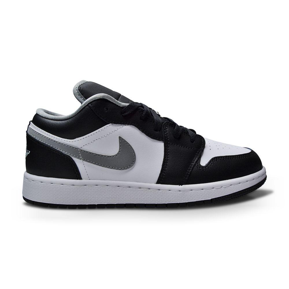 Juniors Nike Air Jordan 1 Low (GS) - 553560 040 - Black Particle Grey White-Jordan *Rare*, Jordan 1, Jordan Brands, Juniors (3-6), Kids *Rare*, Nike Junior Footwear-Foot World UK