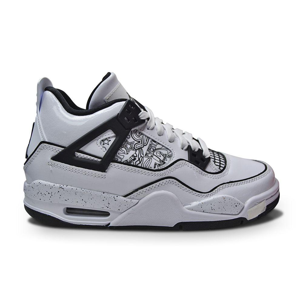 Juniors Nike Air Jordan 4 Retro SE (GS) - DC4101 100 - White Black Volt-*Rare*, Jordan *Rare*, Junior Footwear, Nike, Nike Junior Footwear-Foot World UK