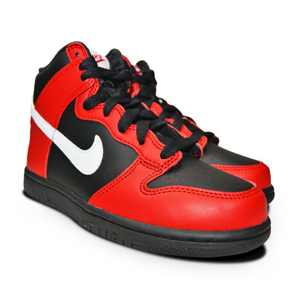 Kids Nike Dunk High (PS) - DD2314 003 - Black White University Red-Kids-Nike-Nike Dunk High (PS)-sneakers Foot World