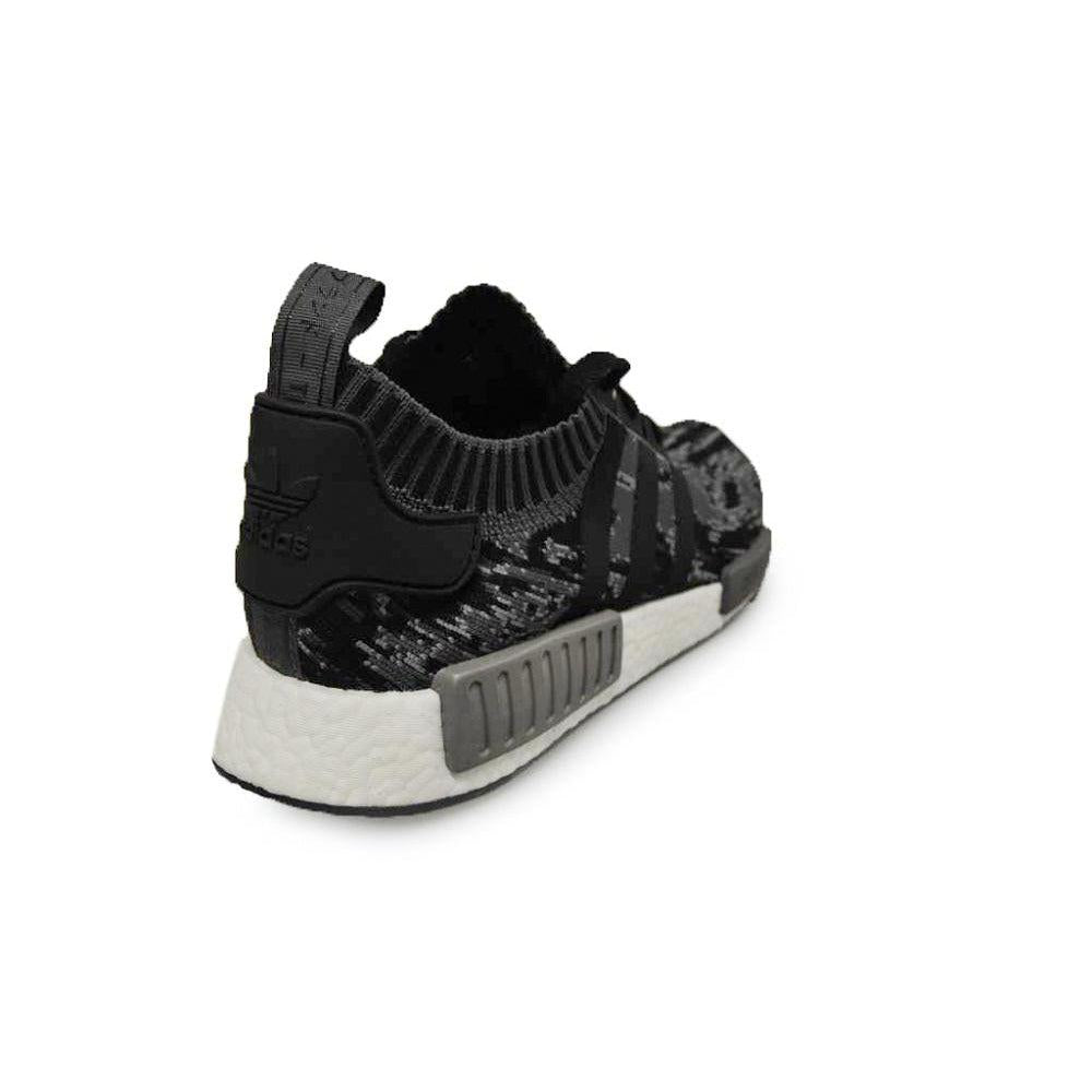 Men's Adidas NMD_R1 Primeknit - BZ0223 - Black Glitch Camo Grey White Trainers-Adidas Brands, NMD, Running-Foot World UK
