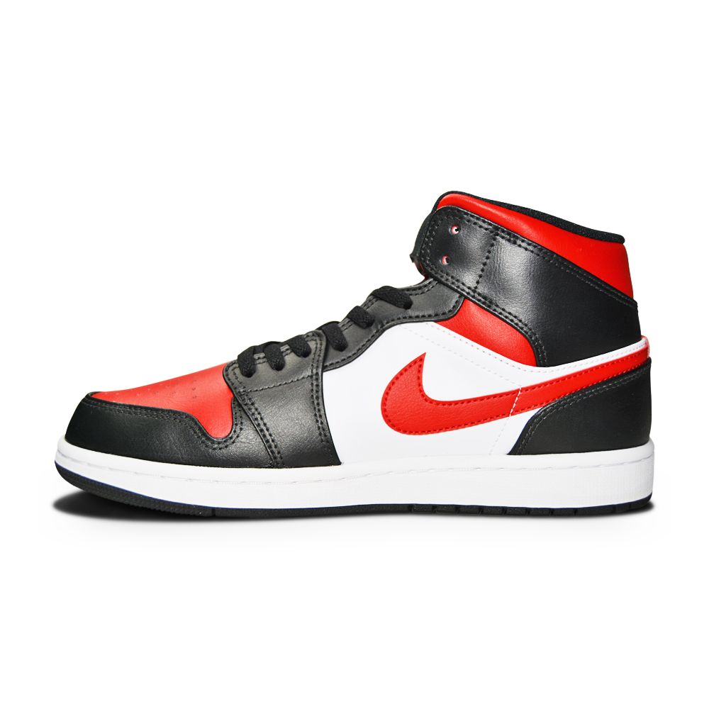 Mens Nike Air Jordan 1 Mid - 554724 079 - Black Fire Red White-Mens-Nike-Nike Air Jordan 1 Mid-sneakers Foot World
