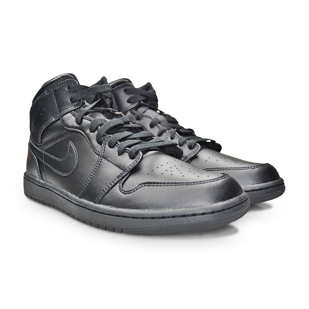 Mens Nike Air Jordan 1 Mid - 554724 093 - Black-Mens-Nike-Nike Air Jordan 1 Mid-sneakers Foot World