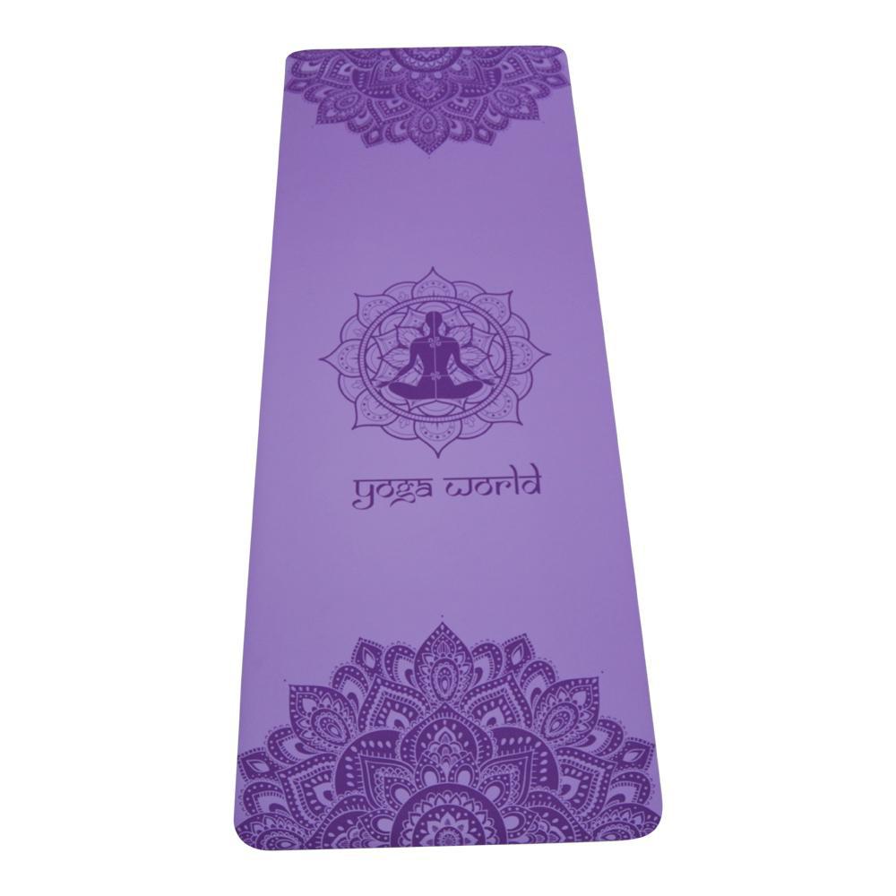 Purple Bundles-YOGA WORLD PU YOGA MAT BUNDLE INCLUDES: Purple Mandala or Alignment Yoga Mat, 1 Cork block, 1 Foam Block and a Purple & Black Stretch Belt. £109 If bought separately. Non-Slip Surface & Anti-Skid TPE Underside - Excellent Grip in Wet & Dry Conditions - Soft, Eco-Conscious, Biodegradable Floor Cushion for Exercises - 185 x 68 x 0.4cm MYSTICAL & MYSTERIOUS - This beautiful workout mat is made with a premium PU material that helps keep sweat and dirty elements from penetrating the ma