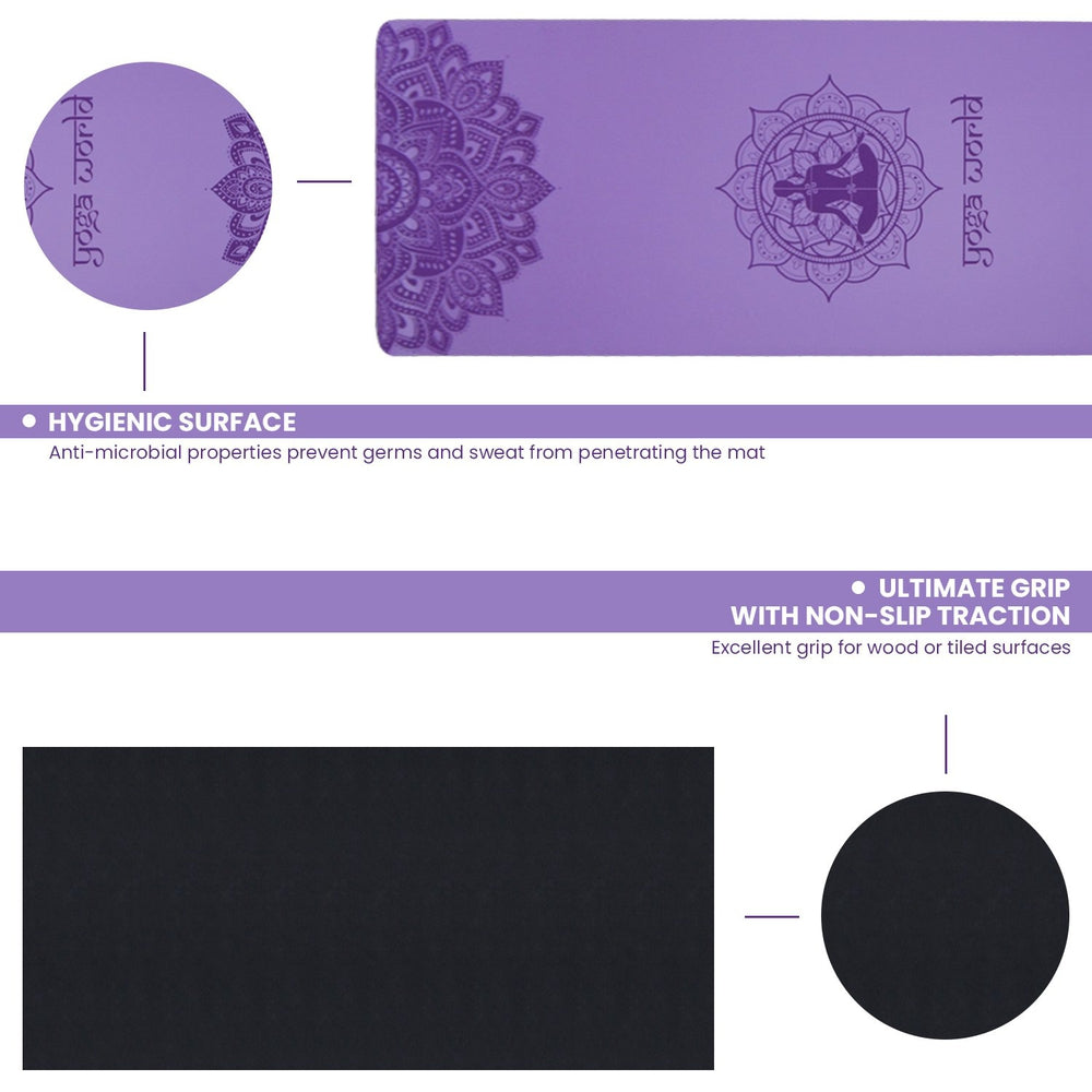 Purple Yoga Bundles Yoga Mat, Wheel, Block and Strap Yoga World