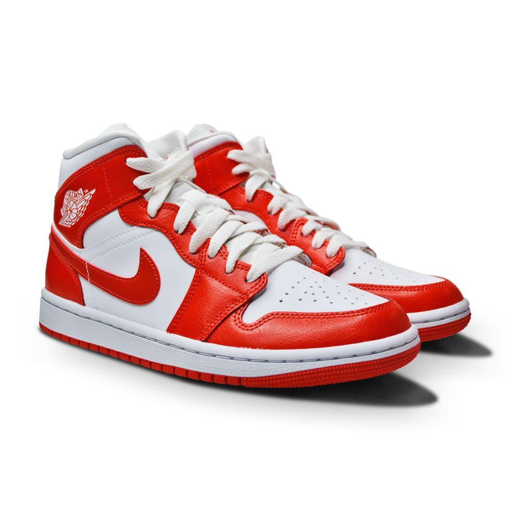 Womens Nike Air Jordan 1 Mid BQ6472 116 White Habanero Red White-Footwear Women, Jordan, Jordan *Rare*, Nike Brands, Retro, Running Footwear, Womens-Foot World UK