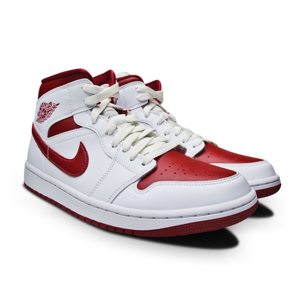 Womens Nike Air Jordan 1 Mid "Reverse Chicago" - BQ6472 161 - Pomegranate White-Womens-Nike-sneakers Foot World