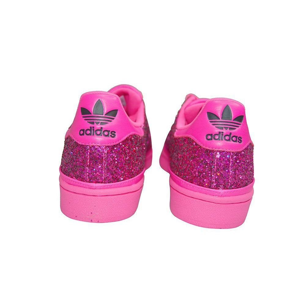 Womens Adidas Superstar W - BD8054 - Shocking Pink Glitter Foot World Womens Adidas Superstar W - BD8054 - Shocking Pink Glitter Foot World